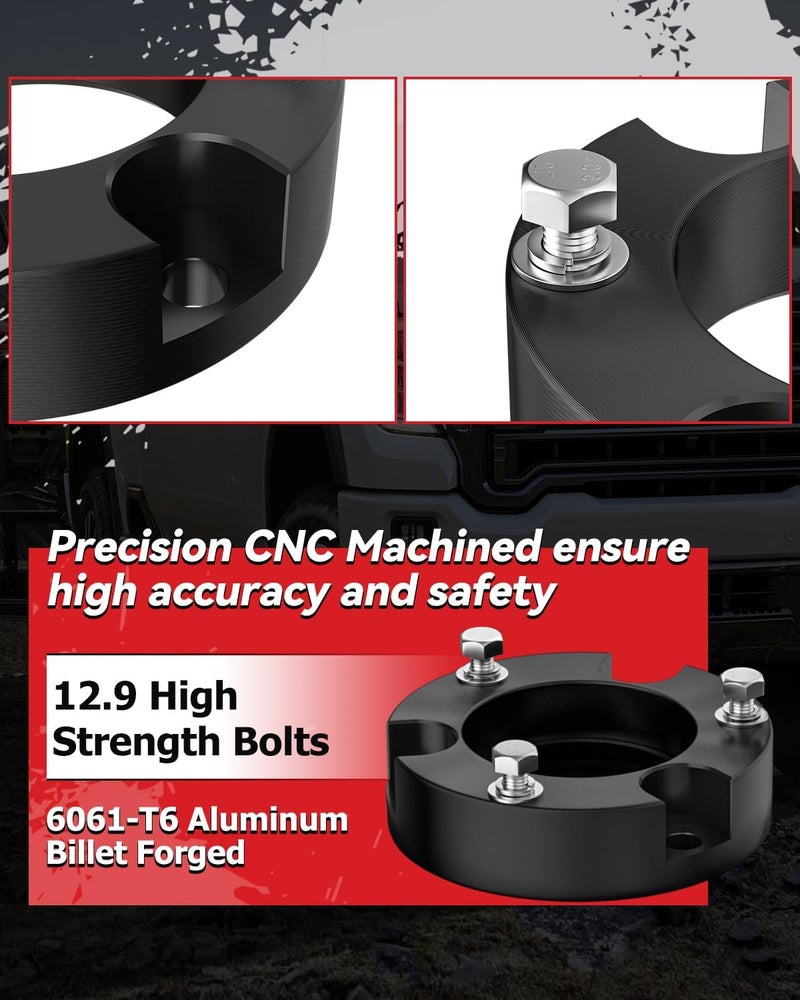 PROEZE 2.5" Leveling Lift Kits for 2005-2023 Tacoma 2WD 4WD, 2003-2023 4Runner 2WD 4WD and 07-15 FJ Cruiser 2WD 4WD, 2.5 inch Forged Front Strut Spacers Leveling Kits - Image 5